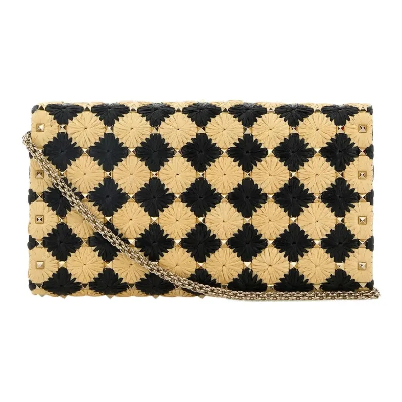 Valentino GARAVANI Straw Crossbody Bag, Shoulder Bag Women's Beige & Black-2