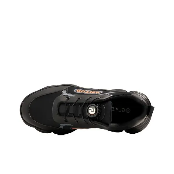 GUYISA Non slip, Wear resistant, Impact resistant Low Top Chunky Sneakers Men's Black-2