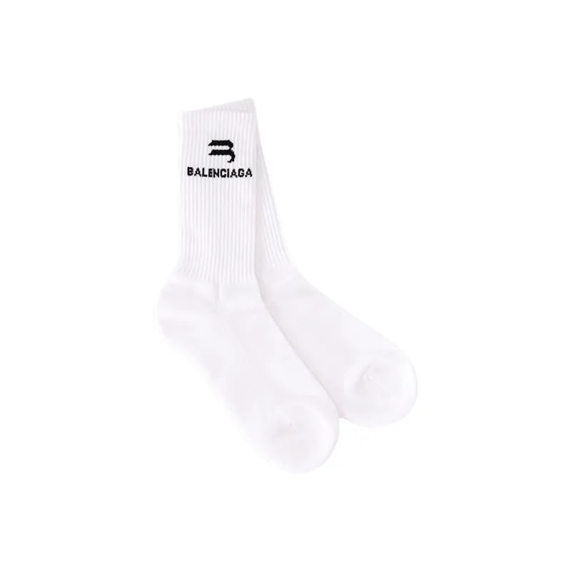 Balenciaga Sporty B Logo Socks White/Black-2