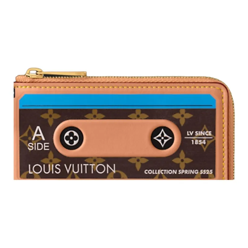 LOUIS VUITTON Cow Leather With Monogram Canvas Card Holder Regular Men's Orange-5