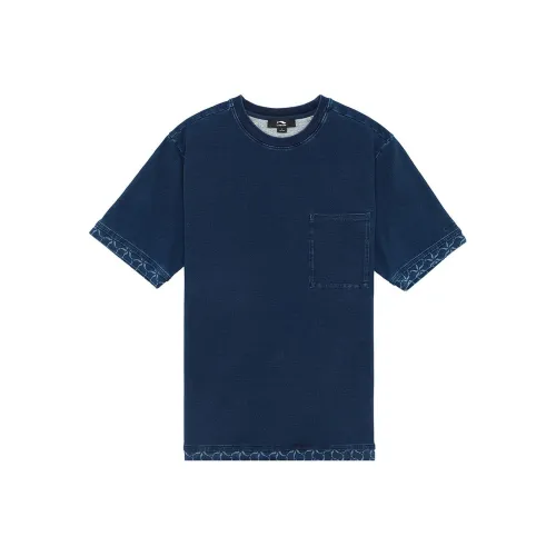 LI NING 1990 T Shirts Men New Denim Blue