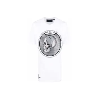PHILIPP PLEIN Outline Skull Crystal Cotton T-shirt