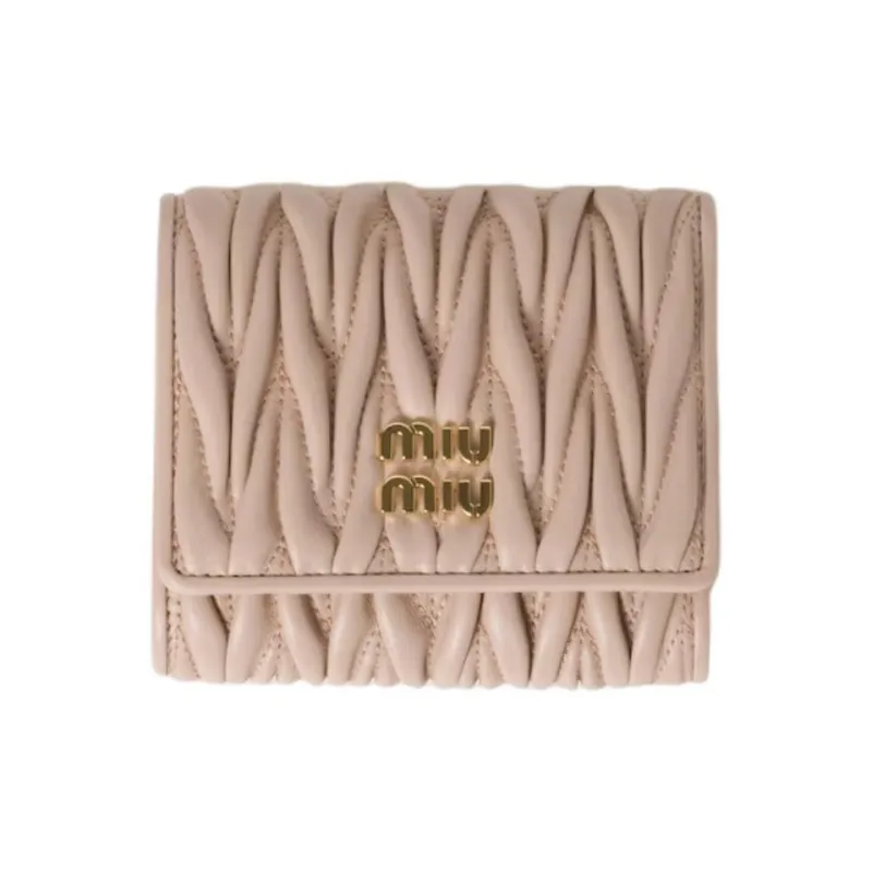 MIU MIU Matelassé Lambskin Wallet Small Size Women's Pink-0