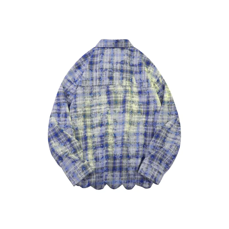 GDRX Shirt Unisex Blue White Plaid Tie Dye-1