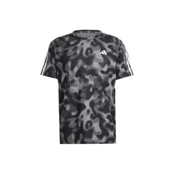 Adidas Own The Run 3-Stripes Allover Print T-Shirt T-Shirt Unisex Gray