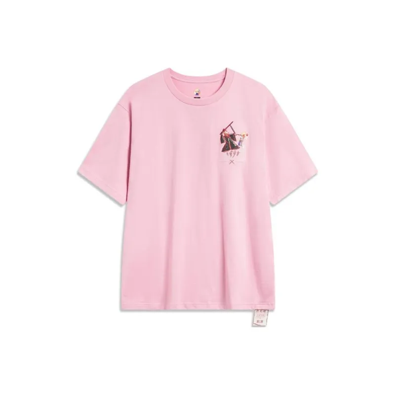 LiNing Badfive Drop Shoulder Sleeve T-Shirt Unisex Blossom Pink-0