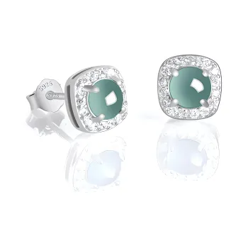 Seven Little Craftsmen Glutinous Jade Jadeite Stud Earrings Women's