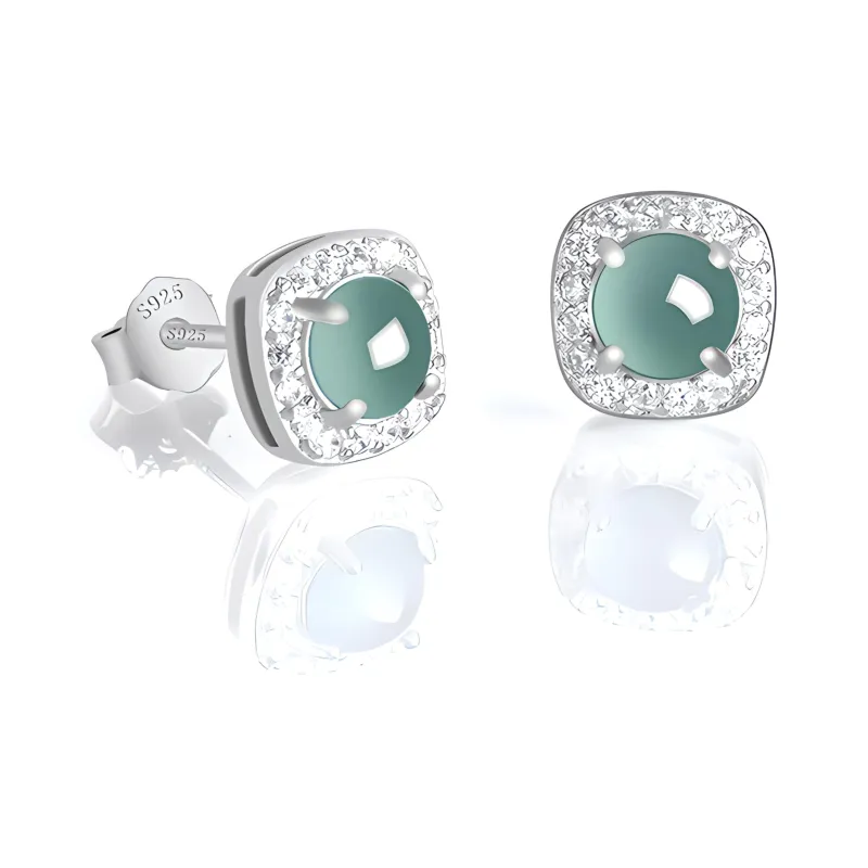 Seven Little Craftsmen Glutinous Jade Jadeite Stud Earrings Women's-0
