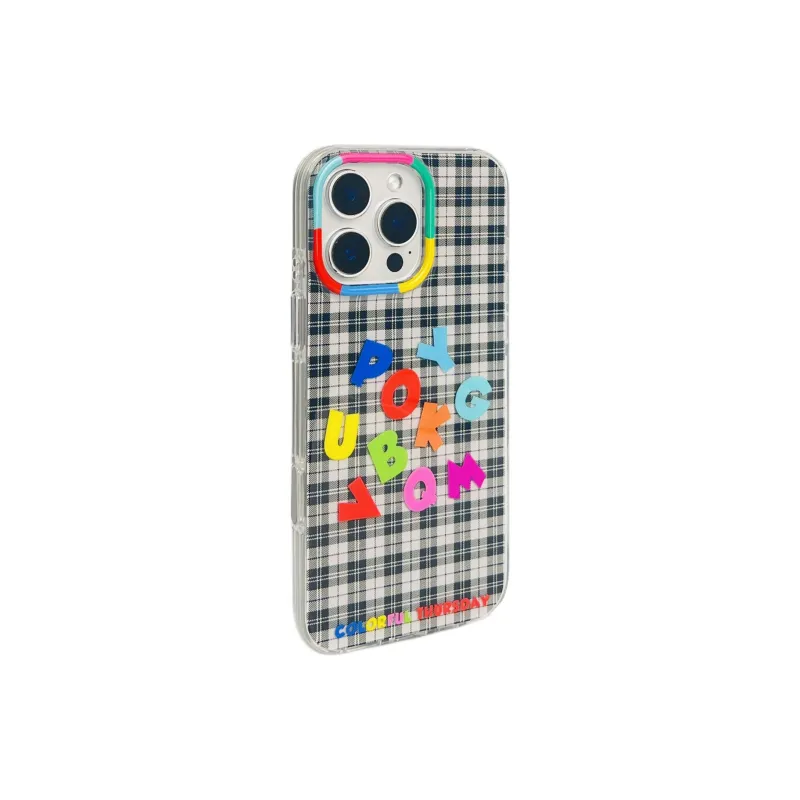 Wei Xin Acrylic Material Black Plaid Multicolor Phone Cases Compatible With IPhone 16/15 Pro Max/Apple 13/14 Pro/Max-1