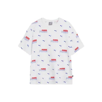 PUMA ESS＋ LOGO POWER AOP T Shirts Men White