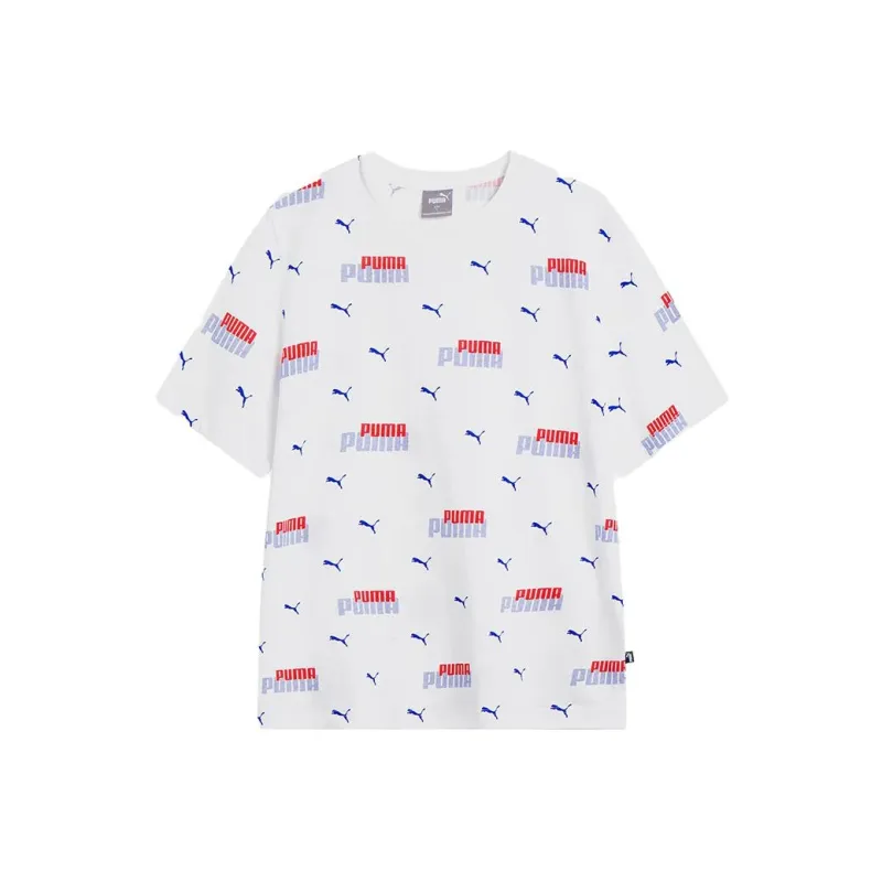PUMA ESS＋ LOGO POWER AOP T Shirts Men White-0