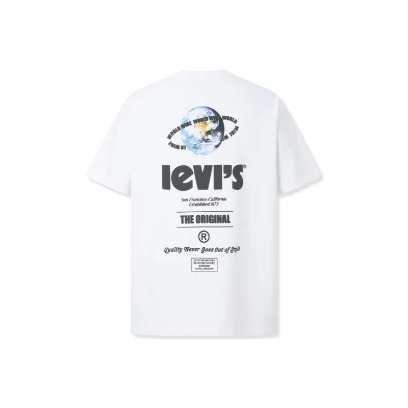 Levi's Men's Graphic Logo Crewneck T Shirt White-0