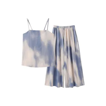 XIAFENYAN Pajama Set Women's Apricot Blue