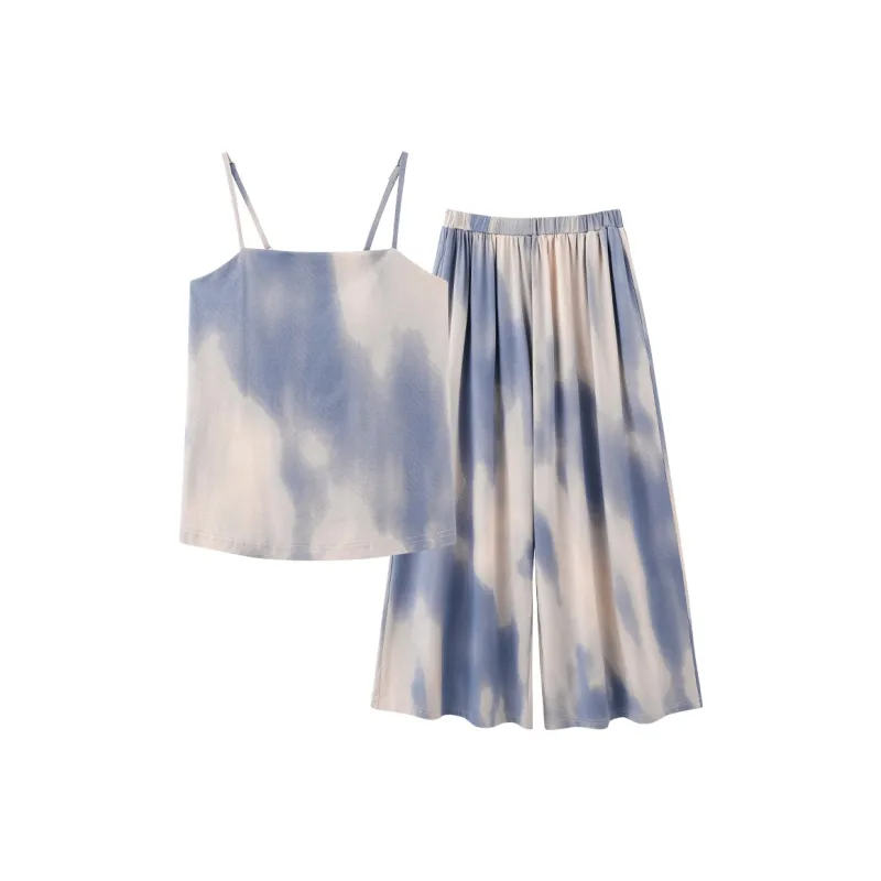 XIAFENYAN Pajama Set Women's Apricot Blue-0