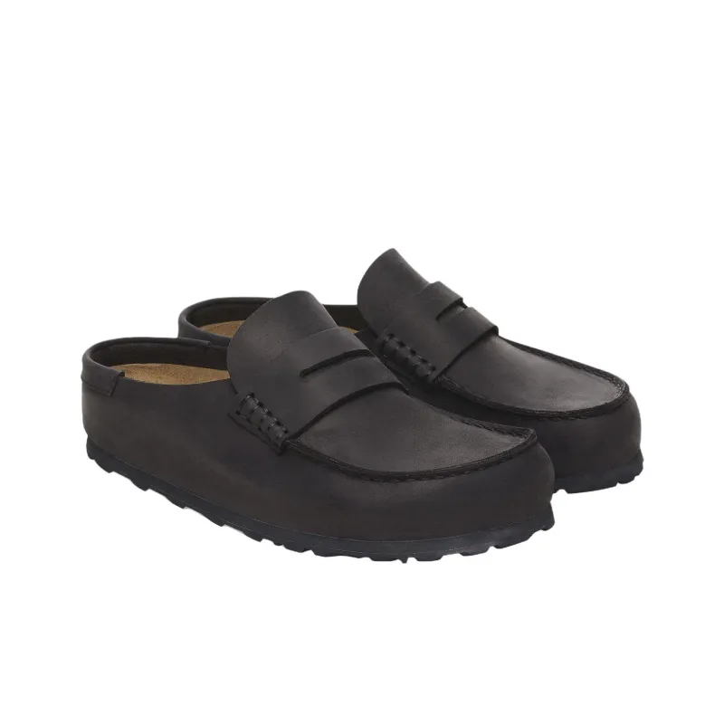 Birkenstock Naples Abrasion Resistant Closed Toe Slippers Unisex Black Regular Loose Fit-3