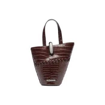 Jacquemus Calfskin Bucket Bag, Shoulder Bag Small Size Women's Midnight Brown