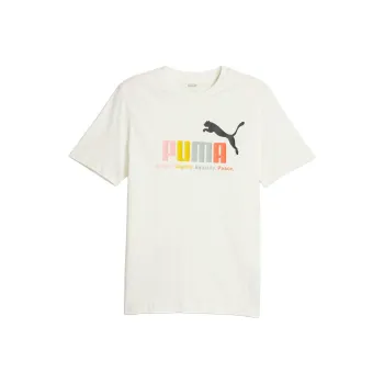 PUMA ESS+ Multicolour Tee T Shirt Men's White