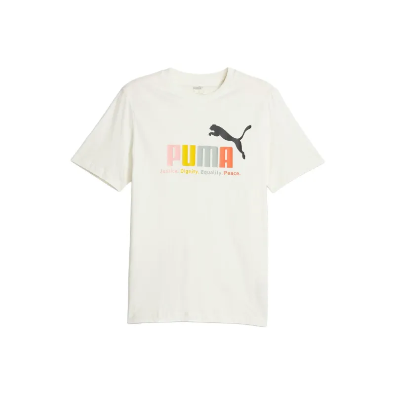 PUMA ESS+ Multicolour Tee T Shirt Men's White-0
