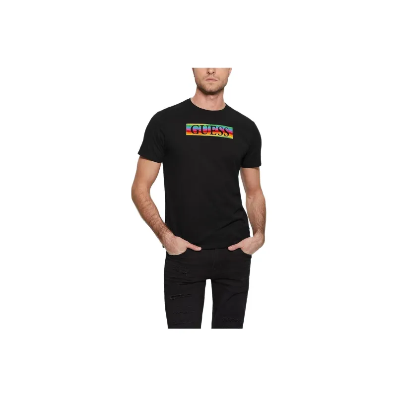 GUESS Eco Pride Wave Logo Tee T-Shirt Men's Black-0