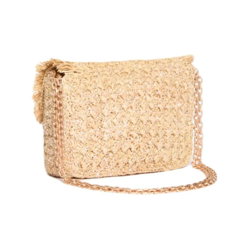 Vanessa Bruno Raffia Shoulder Bag Medium Size Women's Natural-1