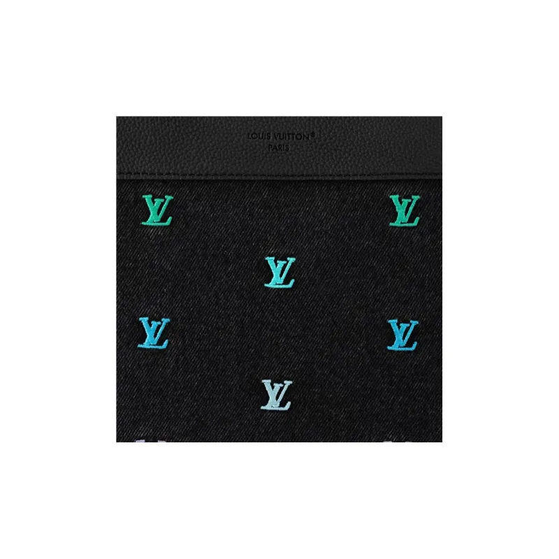 LOUIS VUITTON Denim Clutch Men's Black-4