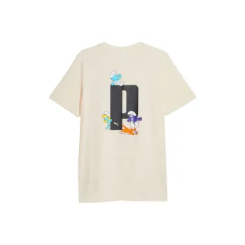PUMA THE SMURFS T Shirts Men Cotton Linen Blend In Natural Color
