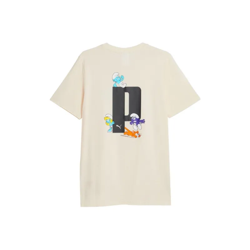 PUMA THE SMURFS T Shirts Men Cotton Linen Blend In Natural Color-0