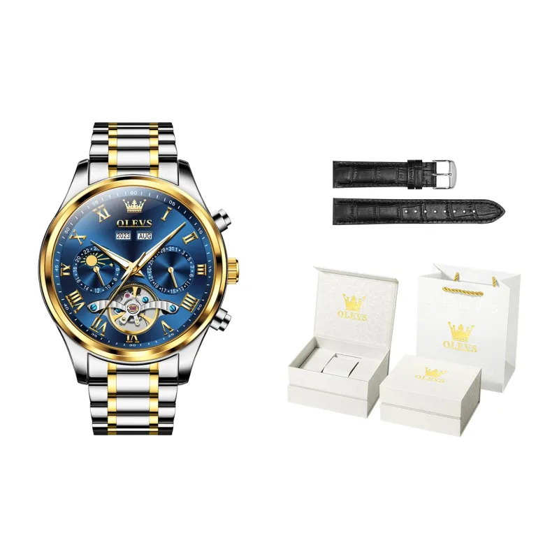 OLEVS Play The Cool Series Automatic Mechanical Movement Stainless Steel Watchband Watch Men's Watches White Dial-20