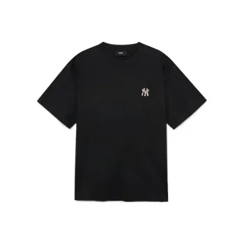 MLB Men's Logo Embroidered Print Crewneck Short Sleeve T Shirt Black