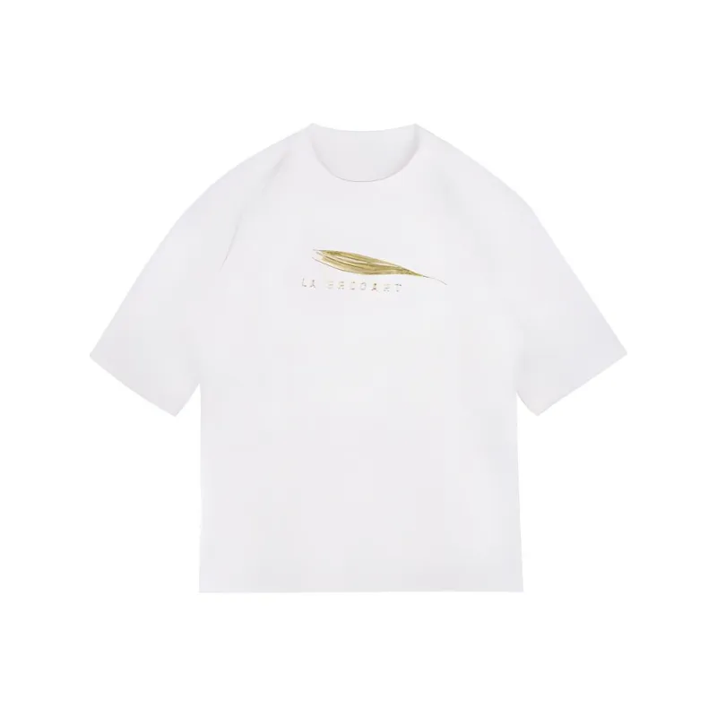 Cheng Jin Yi Bureau Drop Shoulder Sleeve T-Shirt Unisex White-0
