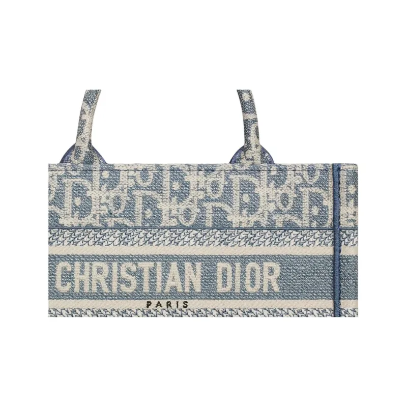 DIOR Cotton Tote Bag, Shopping Bag, Handbag Mini Women's Blue-5