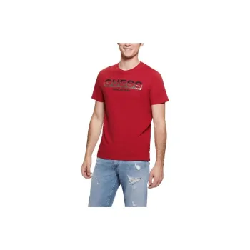 GUESS Eco Metallic-Accented Tee T-Shirt Men's Red