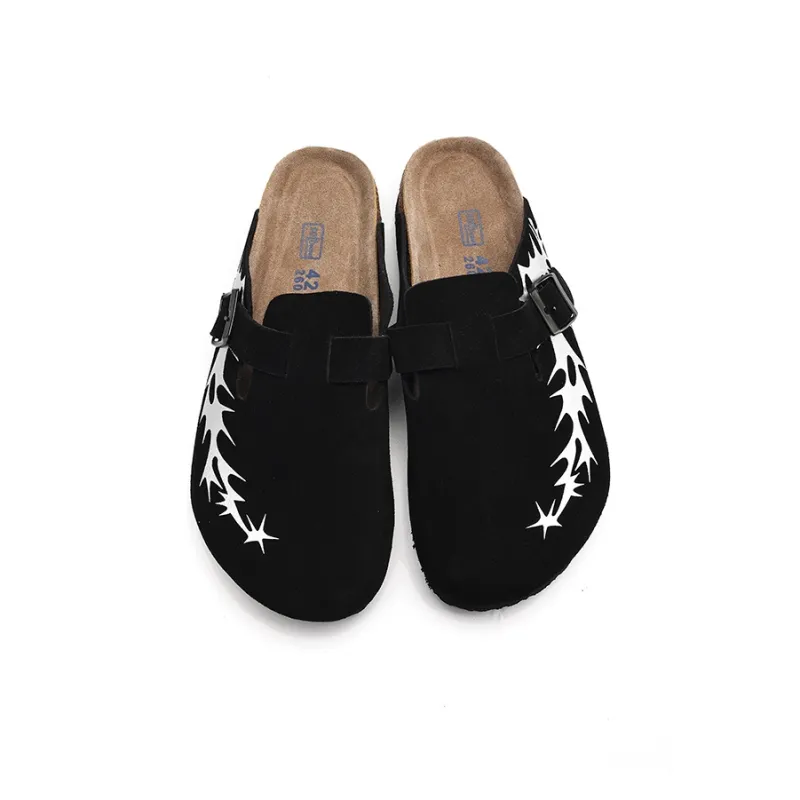 Fang Sanhuo Quiet Slip Resistant Wrap toe Slippers Unisex Black-3