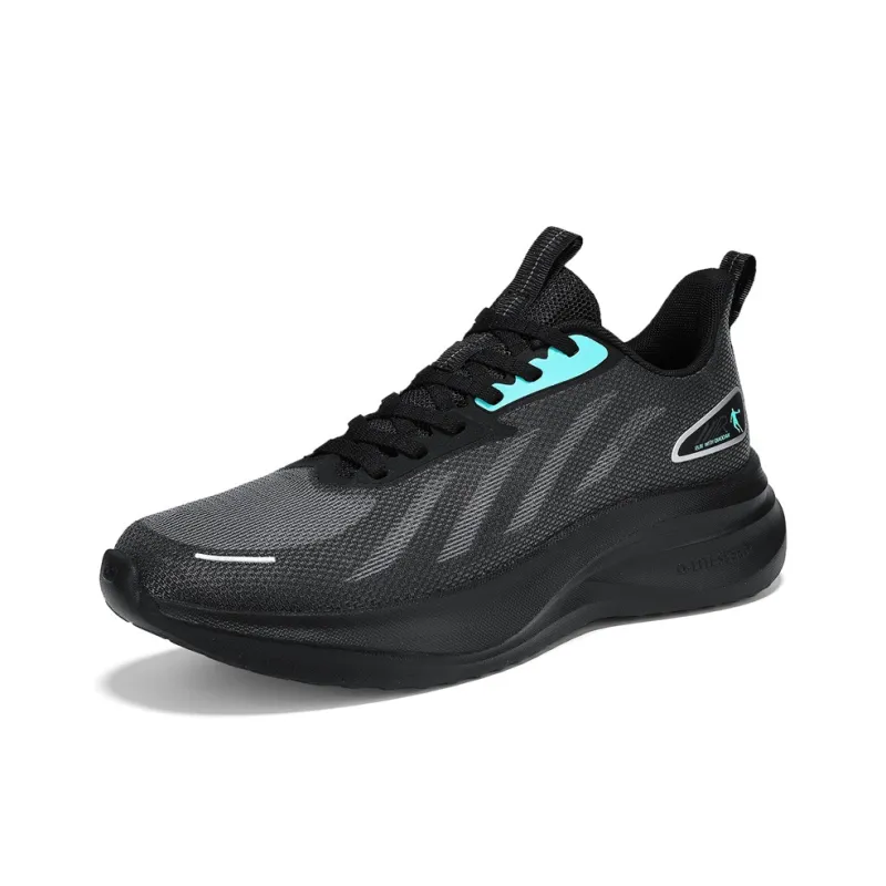 QIAODAN Anti Slip Wear Resistant Low Top Casual Running Shoes Men's Black Green-2