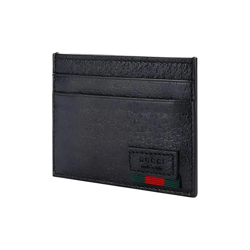 GUCCI Cow Leather Card Clip Card Holder Men's Black-1