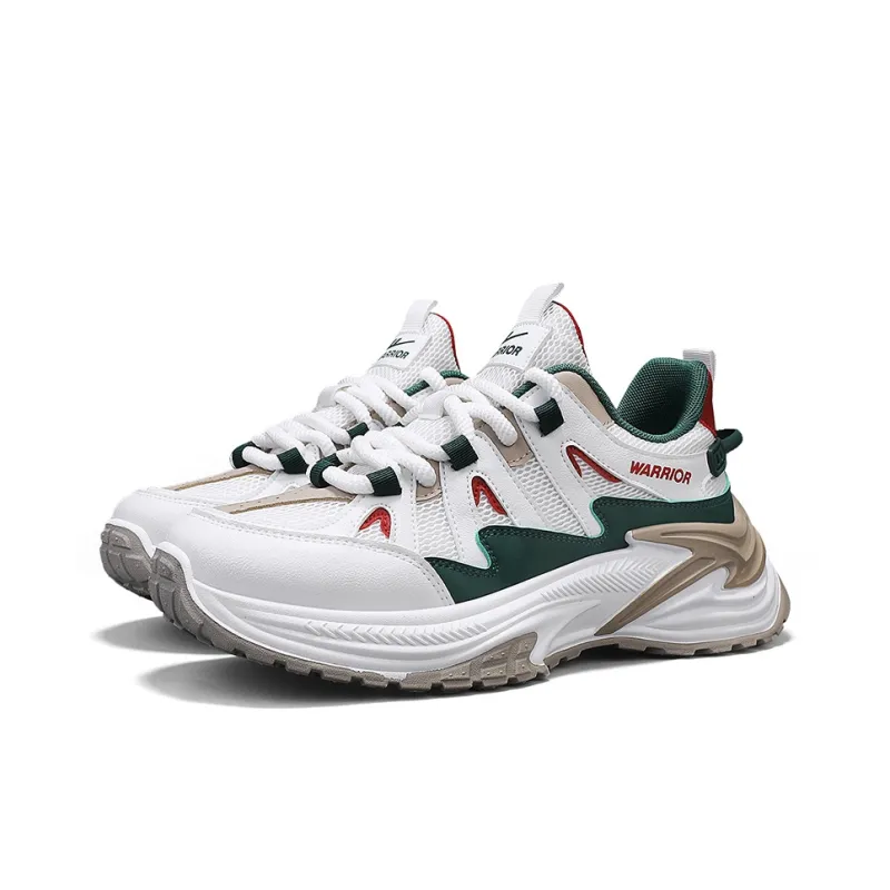Warrior Anti Slip And Wear Resistant Breathable Low Top Casual Shoes Men's White Green Khaki-1