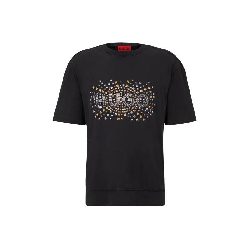 HUGO BOSS Logo Studded Jersey T Shirt-0