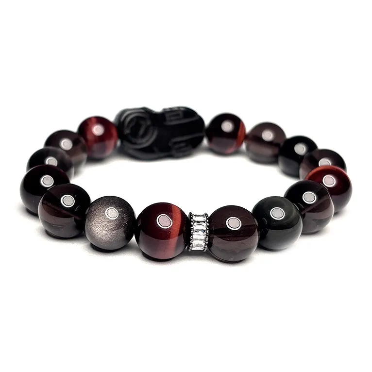 MOUNTAINS AND MANS Obsidian New Chinese Style Luxury Good Luck Beaded Bracelet Men's-2