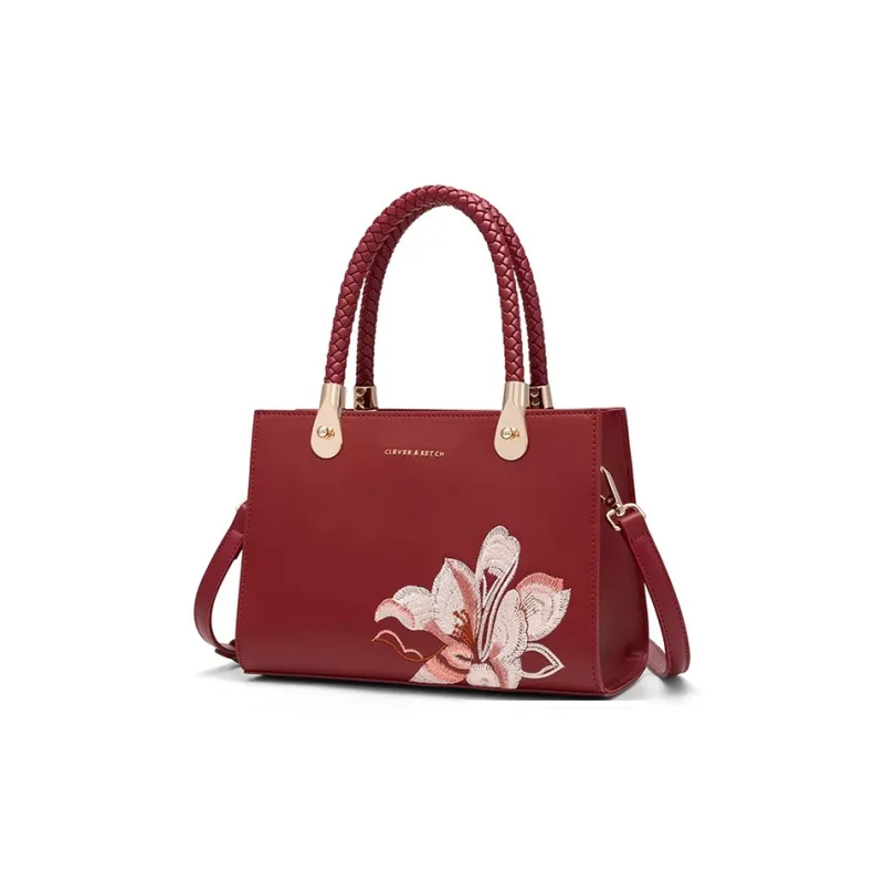 CLEVER& KETCH PU Shoulder Bag Crossbody Bag Handbags Regular Women's Red/Khaki-1
