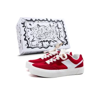 BOOM GUY POW Explosion Energy 100% Anti Slip And Wear Resistant Lightweight Low Top Skateboard Shoes Women's Red