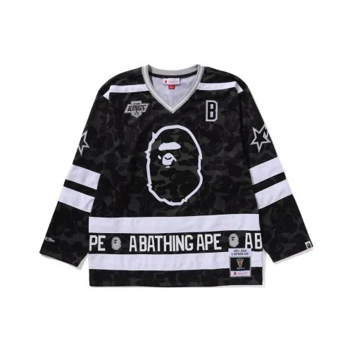 A BATHING APE X Mitchell & Ness Nhl New York Rangers Mesh Hockey Jersey L/S Tee