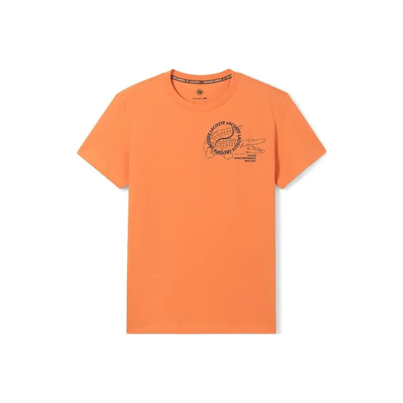 LACOSTE SS22 Crew Neck Fitted Straight Short Sleeved T Shirt Men's Orange-0
