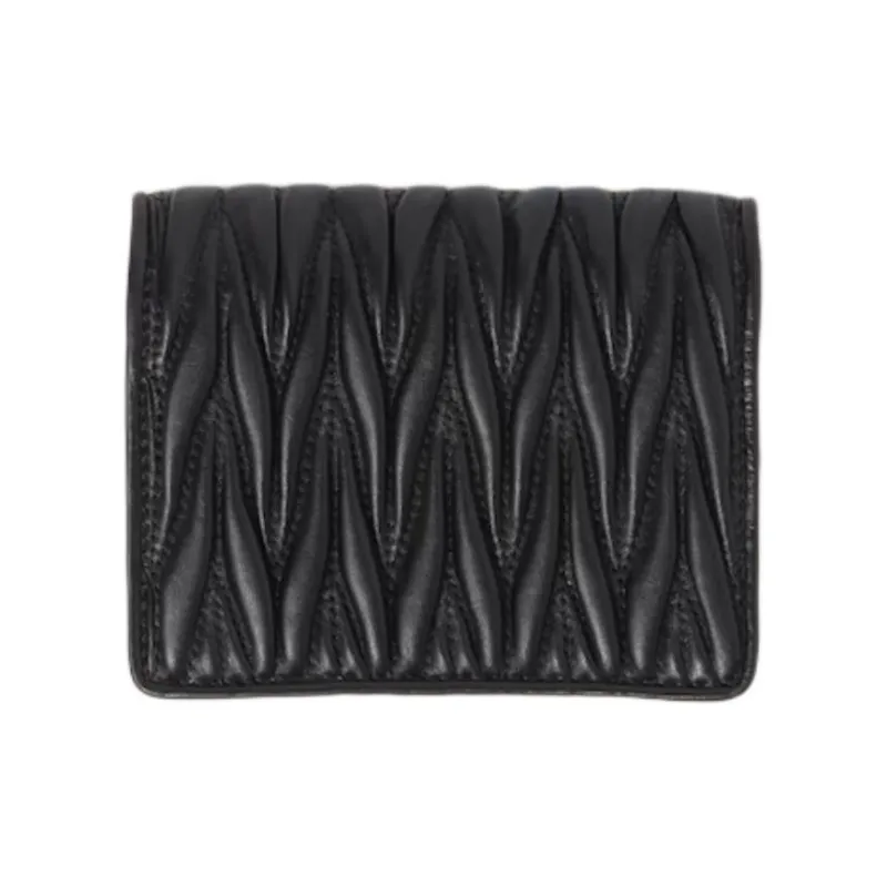 MIU MIU Matelassé Lambskin Wallet Small Size Women's Black-1