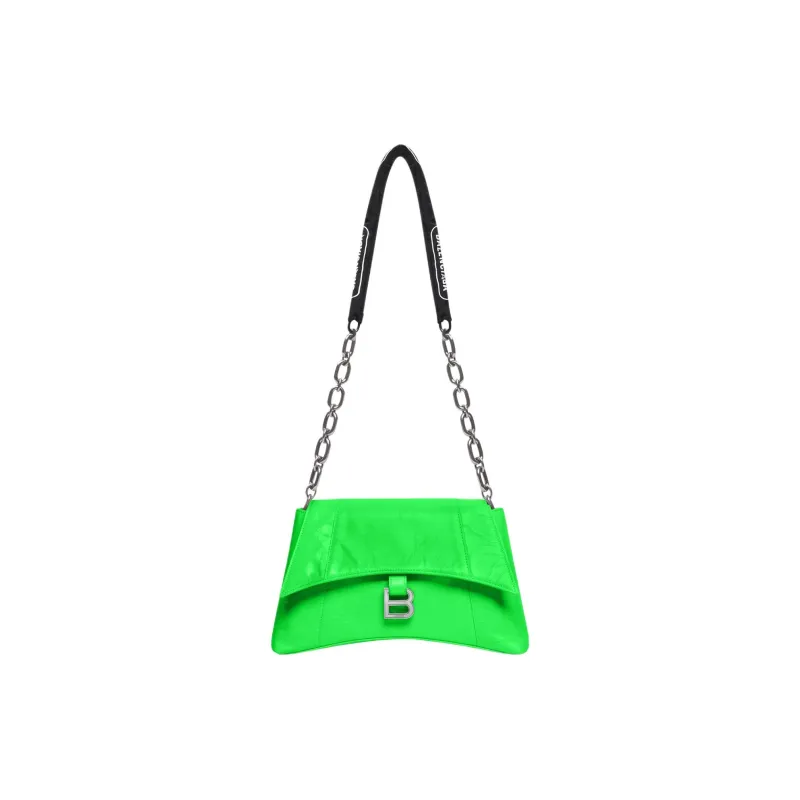 Balenciaga Downtown Cow Leather Hourglass Bag Shoulder Bag Small Size Women's Green-0