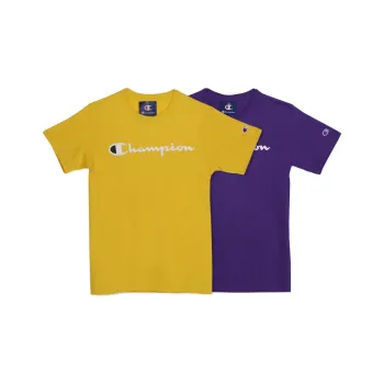 Champion T Shirts Unisex 2 Pack Yellow+Purple