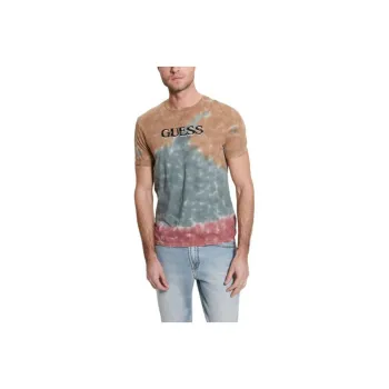 GUESS Eco Tie-Dye Logo Tee T-Shirt Men's Brown