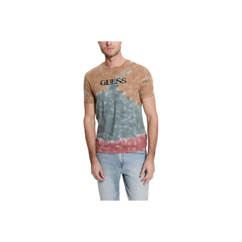 GUESS Eco Tie-Dye Logo Tee T-Shirt Men's Brown-0