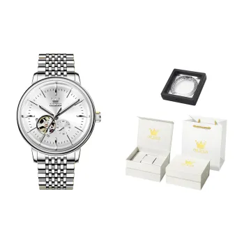 OLEVS Minimalist Series Mechanical Movement Watch Men's Watches White Dial