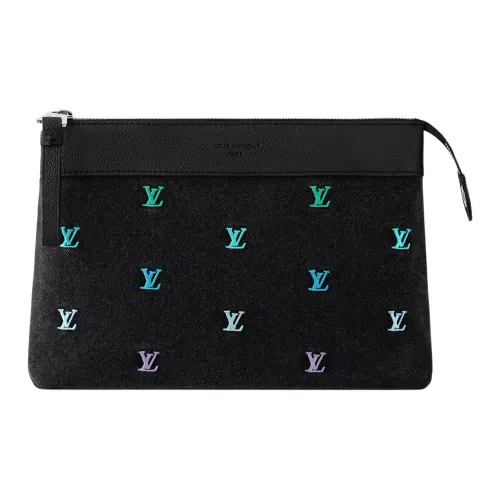 LOUIS VUITTON Denim Clutch Men's Black