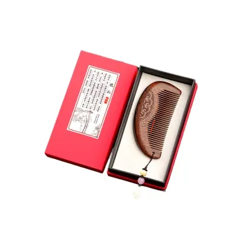 XIBI Golden Sandalwood Wooden Comb For Women's 1 Pair Includes Goddess Massage Comb Box Hair